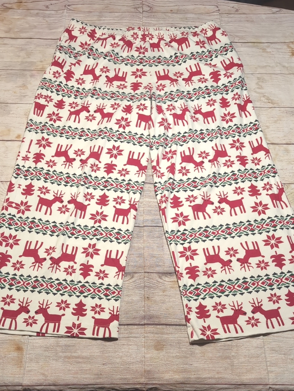 Hannah Anderson Women's Reindeer Snowflake Organic Cotton Pajama Bottoms Size L